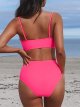 Women's Swimsuit High Waisted V Neck Twist Front Adjustable Spaghetti Straps Bathing Suit