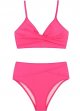 Women's Swimsuit High Waisted V Neck Twist Front Adjustable Spaghetti Straps Bathing Suit